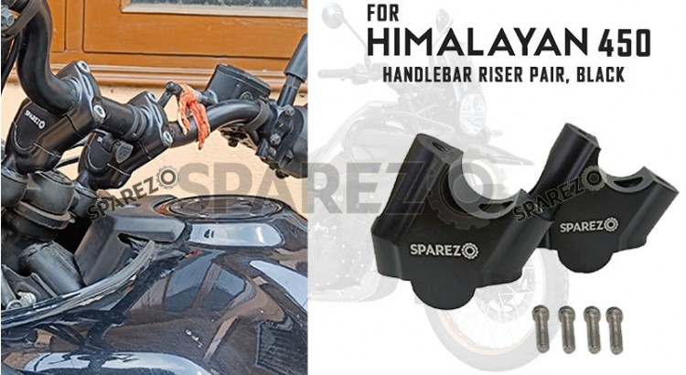 Fit For Royal Enfield New Himalayan 450 Handlebar Risers Pair Black - SPAREZO